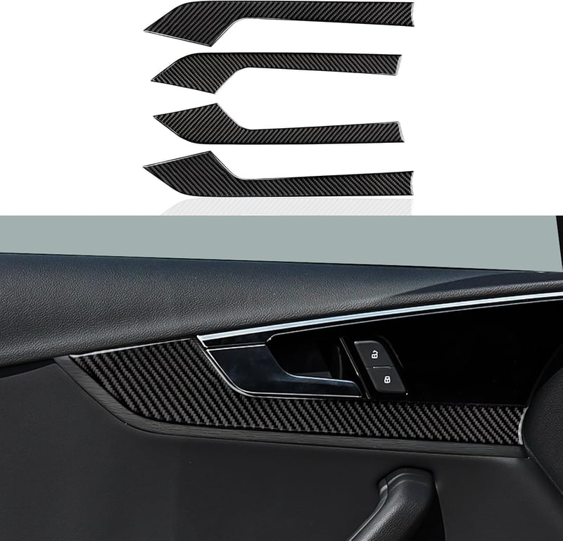 OYDDL Szénszálas Ajtópanel Szellőző Borítás - 4 db Karbon Matrica Szett Audi A4/S4/RS4/A5/S5/RS5 Modellekhez (2016-2025) Belső Dekoráció