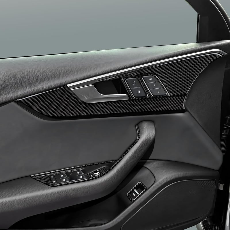 OYDDL Szénszálas Ajtópanel Szellőző Borítás - 4 db Karbon Matrica Szett Audi A4/S4/RS4/A5/S5/RS5 Modellekhez (2016-2025) Belső Dekoráció