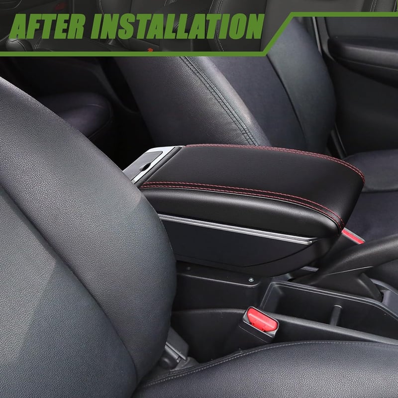 OYHCM Mitsubishi Mirage Space Star Középkonzol Kartámasz Dupla Tárolóval Fekete Bőr - Schwarz mit Rot, Without USB and with holder