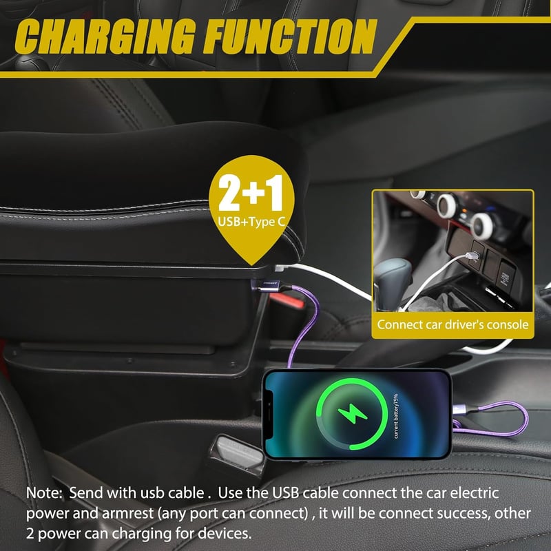 OYHCM Toyota Yaris 2015 2021 dupla rétegű könyöklő karfabetét fekete bőr fehér varrással és csíkokkal középkonzolhoz