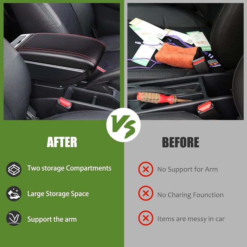 OYHCM Volkswagen Polo 9N Középső Kartámasz Fekete 2002-2009 Tárolóval