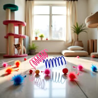 Set 24 Jucării Spirale pentru Pisici Oykrueats, Spirale Colorate din Plastic pentru Pisici 4