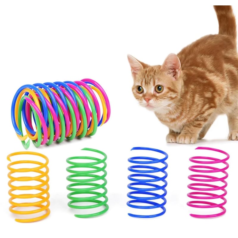Set 24 Jucării Spirale pentru Pisici Oykrueats, Spirale Colorate din Plastic pentru Pisici