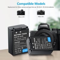 OYOMBA 2 db EN-EL25 Akkumulátor Nikon Z50, Z fc Fényképezőgéphez + Dupla USB Töltő, Túltöltés Védelemmel, Utazáshoz Ideális 2