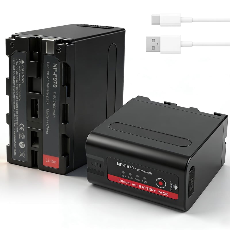 Sada batérií Oyomba NP-F970 7800 mAh Li-ion, 2 ks, kompatibilná so Sony NP-F980 NP-F960 NP-F750 NP-F930, DCR-VX2100, DSR-PD150, FDR-AX1, HDR-AX2000, USB