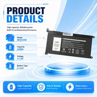 Batéria pre notebook Oyomba WDXOR WDX0R pre Dell Latitude 3480 3580 Inspiron 5565 5567 5568 5578 5579 7560 7570 Vostro 5468, 11,4 V, 42 Wh, 3684 mAh 2