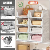 OYREL Skladací organizér do skrine 4 ks, stohovateľné úložné boxy do skrine, 4 l, do spálne, kuchyne, kúpeľne, kancelárie 6