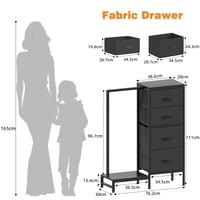 OYRREU Čierna komoda so 4 zásuvkami a tyčou na oblečenie, 30x76,5x111 cm, úložný nábytok do spálne, obývačky a predsiene 3