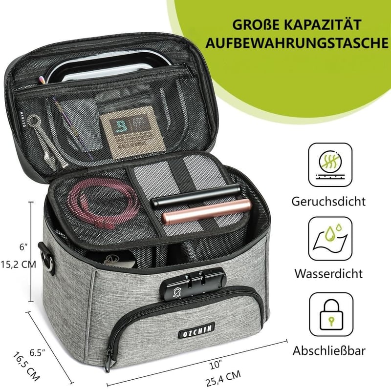 OZCHIN nagy tárolódoboz kombinációs zárral, szénbetéttel, hordozható utazótáska