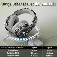 Bezdrôtové herné slúchadlá Ozeino 2,4 GHz s mikrofónom, potlačením hluku, RGB osvetlením, Bluetooth, výdržou batérie 40+ hodín, kompatibilné s PS5/PC/PS4/Mac 6