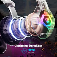 Căști de gaming Ozeino compatibile cu PS4, PS5, PC și Xbox 360, cu microfon, anulare a zgomotului, sunet surround 3D și iluminare RGB pentru gameri 2