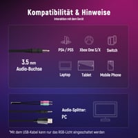 Căști de gaming Ozeino compatibile cu PS4, PS5, PC și Xbox 360, cu microfon, anulare a zgomotului, sunet surround 3D și iluminare RGB pentru gameri 5