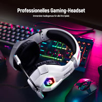 Căști de gaming Ozeino compatibile cu PS4, PS5, PC și Xbox 360, cu microfon, anulare a zgomotului, sunet surround 3D și iluminare RGB pentru gameri 6