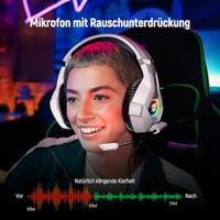 Căști de gaming Ozeino compatibile cu PS4, PS5, PC și Xbox 360, cu microfon, anulare a zgomotului, sunet surround 3D și iluminare RGB pentru gameri 3