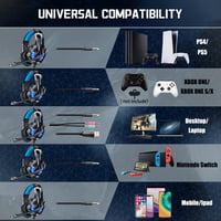 Herné slúchadlá Ozeino pre PS5, PS4, PC, Xbox One a Switch, 3D stereo herný headset s mikrofónom, potlačením hluku a 3,5 mm jack konektorom 6