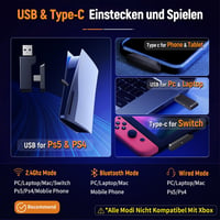 Ozeino OW810 Vezeték Nélküli Gamer Fejhallgató 40 Órás Akkumulátorral, 7.1 Térhatású Hanggal, Mikrofonnal, PS5/PS4/Switch/Mac Kompatibilis 2