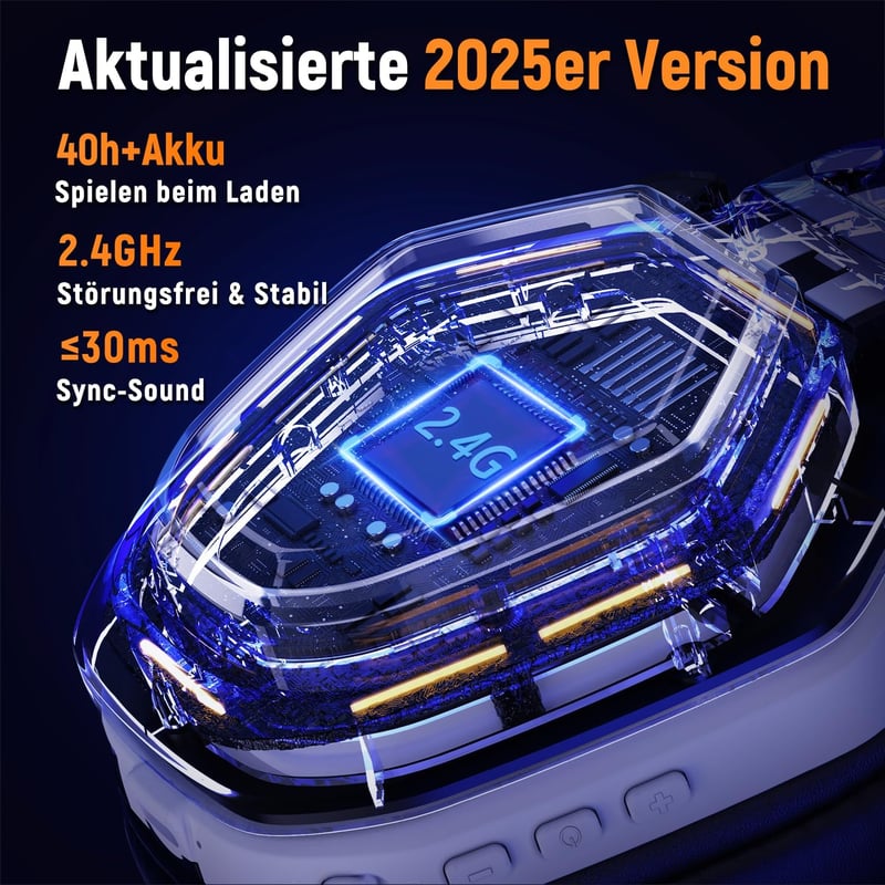 Ozeino OW810 Vezeték Nélküli Gamer Fejhallgató 40 Órás Akkumulátorral, 7.1 Térhatású Hanggal, Mikrofonnal, PS5/PS4/Switch/Mac Kompatibilis
