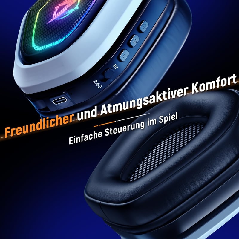 Ozeino OW810 Vezeték Nélküli Gamer Fejhallgató 40 Órás Akkumulátorral, 7.1 Térhatású Hanggal, Mikrofonnal, PS5/PS4/Switch/Mac Kompatibilis