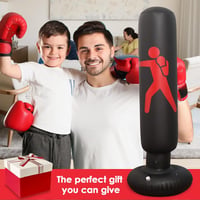 Oziral Gyerek Boxzsák 160 cm Felfújható Álló Edzőzsák Légpumpával és Kesztyűvel Karate Kickbox Edzéshez Fekete PVC 7
