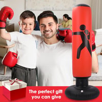 Oziral Gyerek Boxzsák 160 cm Felfújható Álló Edzőzsák Légpumpával és Kesztyűvel Karate Kickbox Edzéshez Piros-Fekete 7