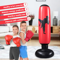 Oziral Gyerek Boxzsák 160 cm Felfújható Álló Edzőzsák Piros Légpumpával és Kesztyűvel Karate Kickbox Edzéshez 5