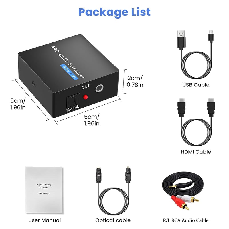 Ozvavzk HDMI ARC audio kinyerő adapter 192 kHz DAC átalakító optikai és 3,5 mm kimenettel sztereó erősítőhöz