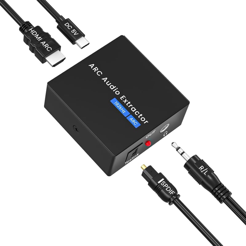 Ozvavzk HDMI ARC audio kinyerő adapter 192 kHz DAC átalakító optikai és 3,5 mm kimenettel sztereó erősítőhöz