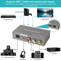 Ozvavzk HDMI ARC hangkivonó digitál-analóg átalakító Toslink és koaxiális kimenettel RCA és 3,5 mm AUX-hoz erősítőhöz, soundbarhoz 2