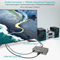 Ozvavzk HDMI ARC hangkivonó digitál-analóg átalakító Toslink és koaxiális kimenettel RCA és 3,5 mm AUX-hoz erősítőhöz, soundbarhoz 4