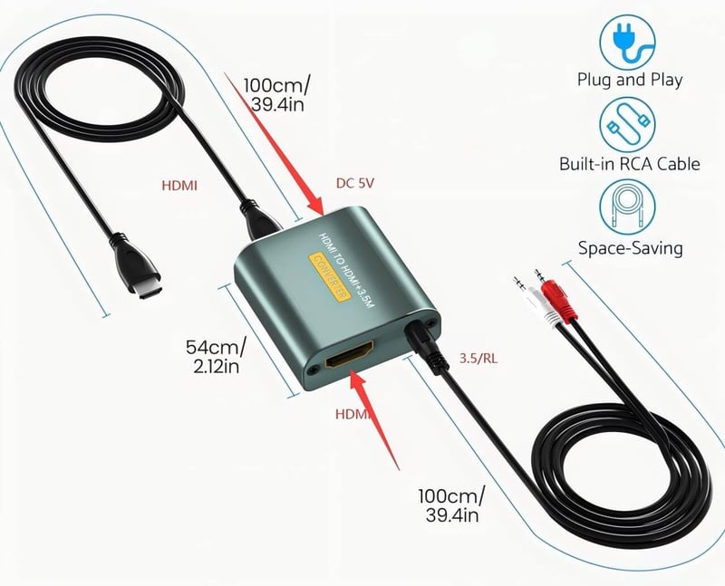 Ozvavzk HDMI hangkivonó 4K HDMI és 3.5 mm AUX sztereó kimenet audio adapter Blu-ray PS4 PS5 Xbox készülékekhez
