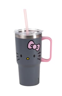 Hello Kitty dječja čaša s poklopcem i slamkom - siva - 540 ml 2