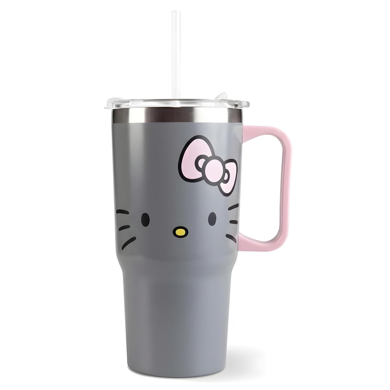Hello Kitty dječja čaša s poklopcem i slamkom - siva - 540 ml
