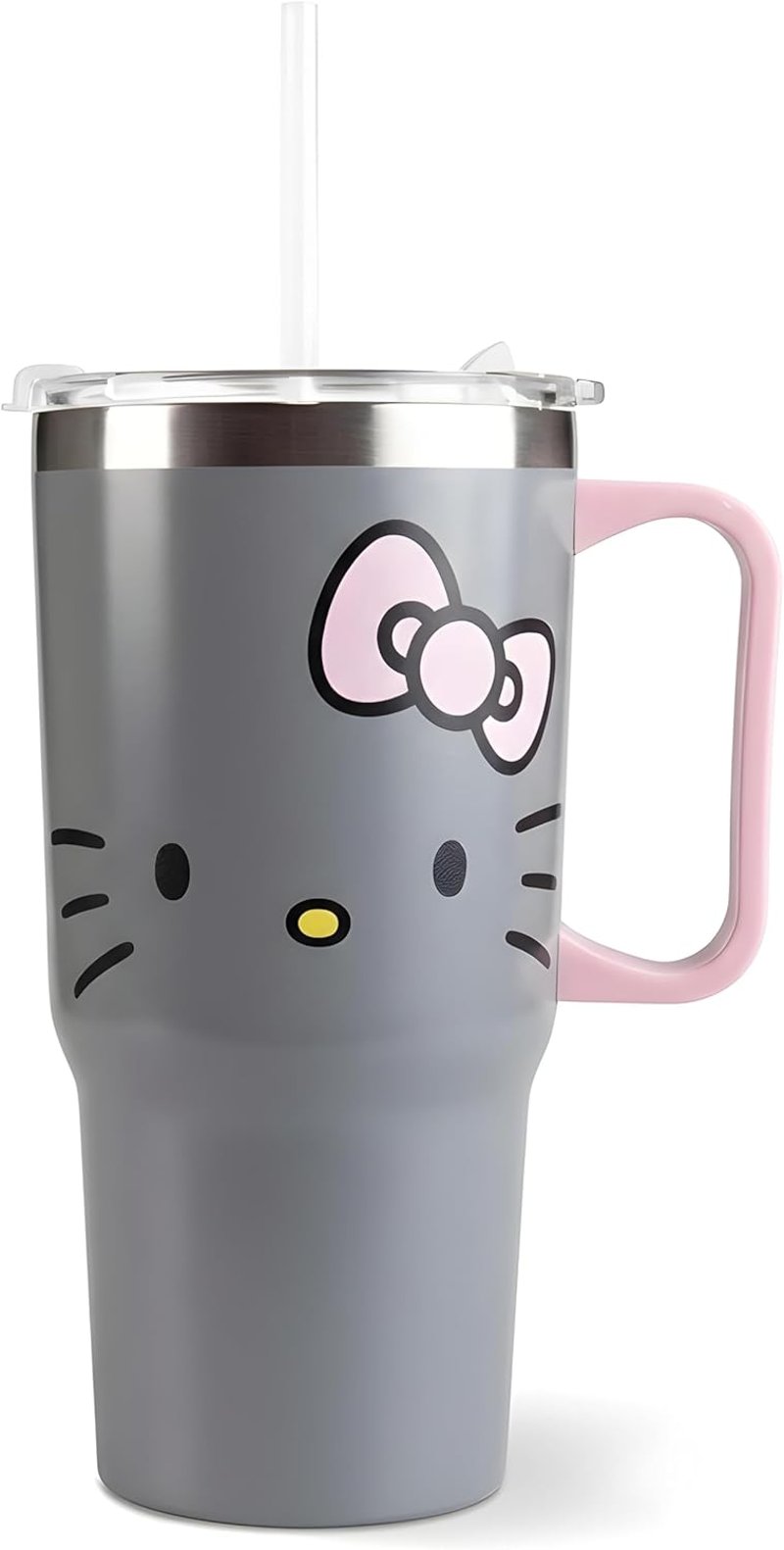 p:os Hello Kitty ivópohár fedéllel és szívószállal 540ml szürke
