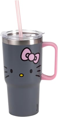 p:os Hello Kitty ivópohár fedéllel és szívószállal 540ml szürke 2