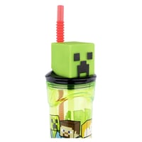 Pohár na pitie Minecraft so slamkou a 3D figúrkou, zeleno-čierny, cca 360 ml, plastový pohár s viečkom pre deti bez obsahu BPA 5