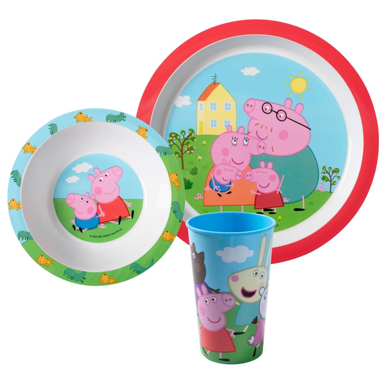 Set de masă pentru copii Peppa Pig, 3 piese – Farfurie, bol, cană – Pentru copii