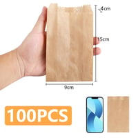 Pungă din hârtie maro PACKRA 100 buc, pungă cadou, pungă pentru pâine, pungă pentru produse de patiserie, pungă din hârtie de ambalat 9x15x5 cm 2