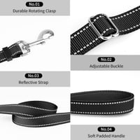 PcEoTllar Párnázott Kutya Nyakörv és Póráz Szett Fényvisszaverő Neoprén Nylon Fekete — Ez nem L-es hanem XL-es (állapot: lásd a 2. képet) 3