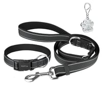 Párnázott Kutya Nyakörv Fényvisszaverő Neoprén Nylon Állítható Nyakörv Kis Közepes Nagy Kutyáknak Fekete L-es méret (50-60 cm) 1