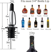 Pafusen 12 db-os Italkiöntő Szett - Rozsdamentes Acél Bárpour Kiöntők Kónikus Csőrrel - Bor, Whisky, Koktél Adagoló Porlasztó Dugó 19 mm-es  3