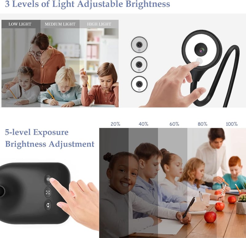 PAKOTOO USB Dokumentumkamera A3 LED Megvilágítás Mikrofon Zoom Skype Teams