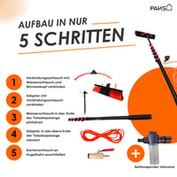 Set perie de spălat telescopică PAKSU 4,6 m - pentru curățarea ferestrelor, jgheaburilor, sistemelor fotovoltaice, grădinilor de iarnă, copertinelor de terasă și a geamurilor 5