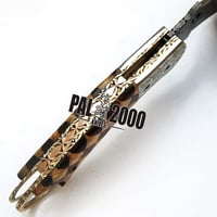 PAL 2000 KNIVES 8740 Damaszkusz Kés Kézműves Összecsukható Vadászkés Bőrtokkal 2
