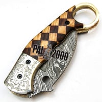 PAL 2000 KNIVES 8740 Damaszkusz Kés Kézműves Összecsukható Vadászkés Bőrtokkal 5