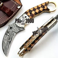 PAL 2000 KNIVES 8740 Damaszkusz Kés Kézműves Összecsukható Vadászkés Bőrtokkal 9