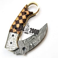 PAL 2000 KNIVES 8740 Damaszkusz Kés Kézműves Összecsukható Vadászkés Bőrtokkal 3