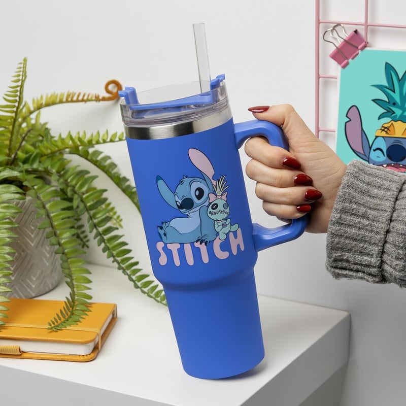 Paladone Disney Stitch utazó bögre szívószállal 900ml kék