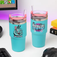 Termoska pre hráčov Paladone Fortnite so slamkou – Izolovaná modrá fľaša na vodu 600 ml – Oficiálne licencovaný produkt – Na čaj a kávu – Tip na darček 3