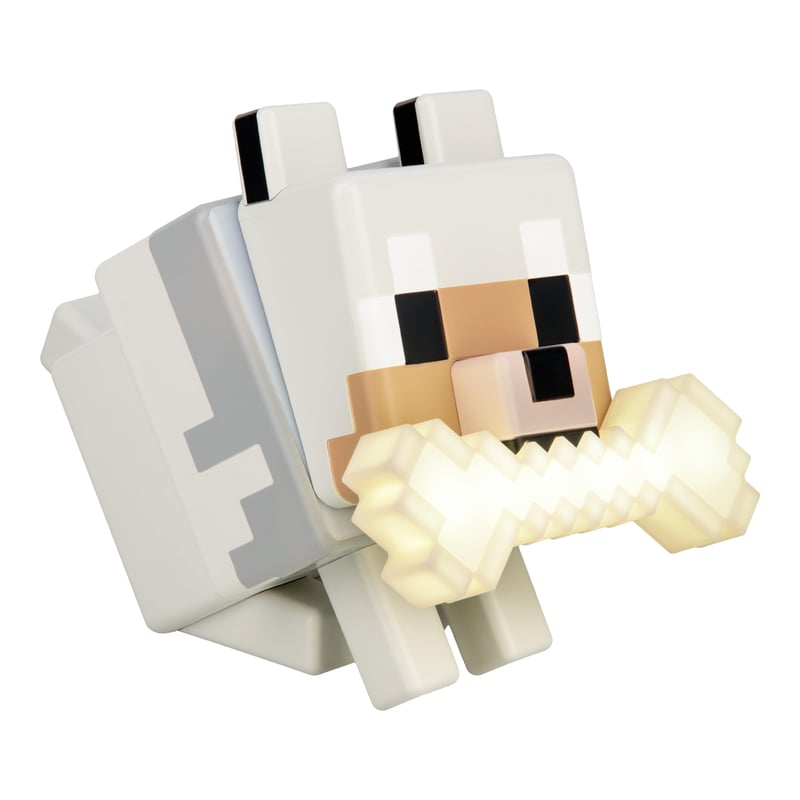 Paladone GloBuddies Minecraft vlk – 3D LED nočná lampa meniaca farby – oficiálne licencovaná, dotykové ovládanie farieb, batériová herná dekorácia