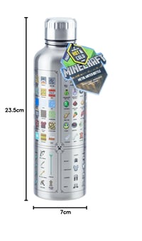 Kovová fľaša na vodu Paladone Minecraft 470 ml – oficiálne licencovaná, nepriepustná, na teplé aj studené nápoje, s hernými prvkami, darček pre fanúšikov Minecraftu 10